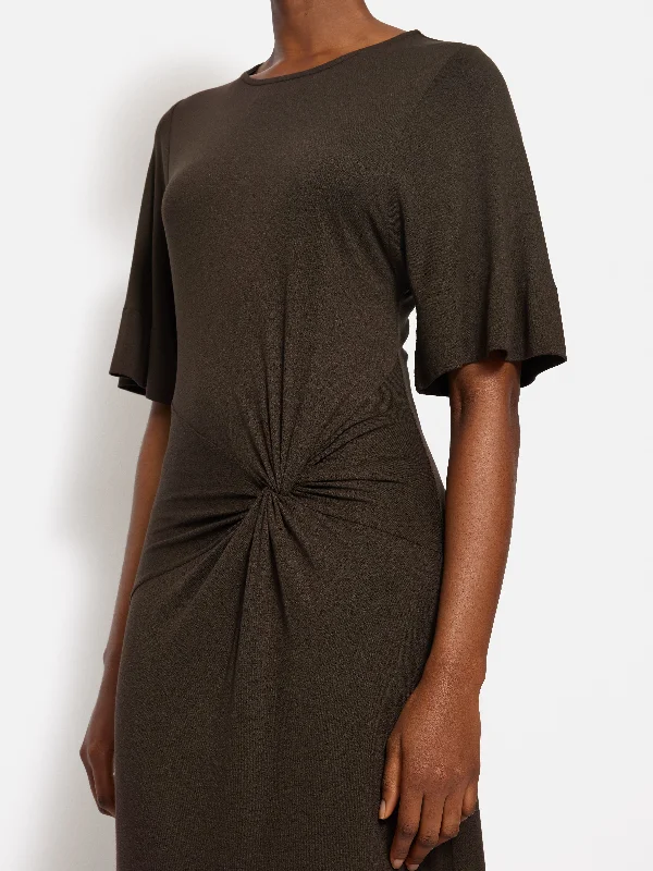 Twist Front Dress | Brown