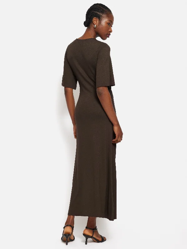 Twist Front Dress | Brown