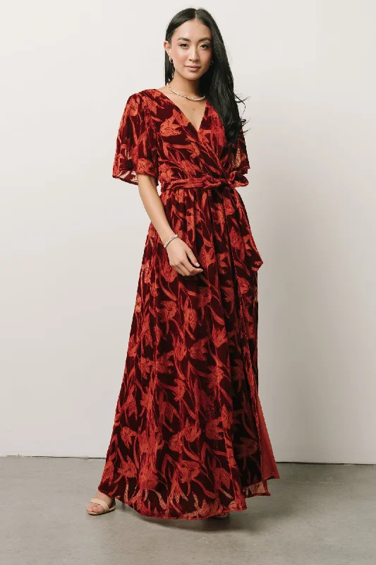 Uma Velvet Maxi Dress | Terracotta