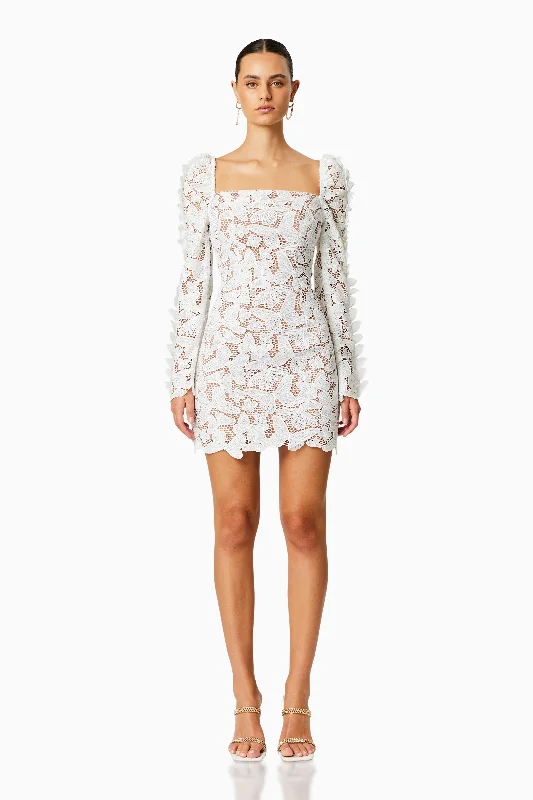 Verona Long Sleeve Mini Dress In White