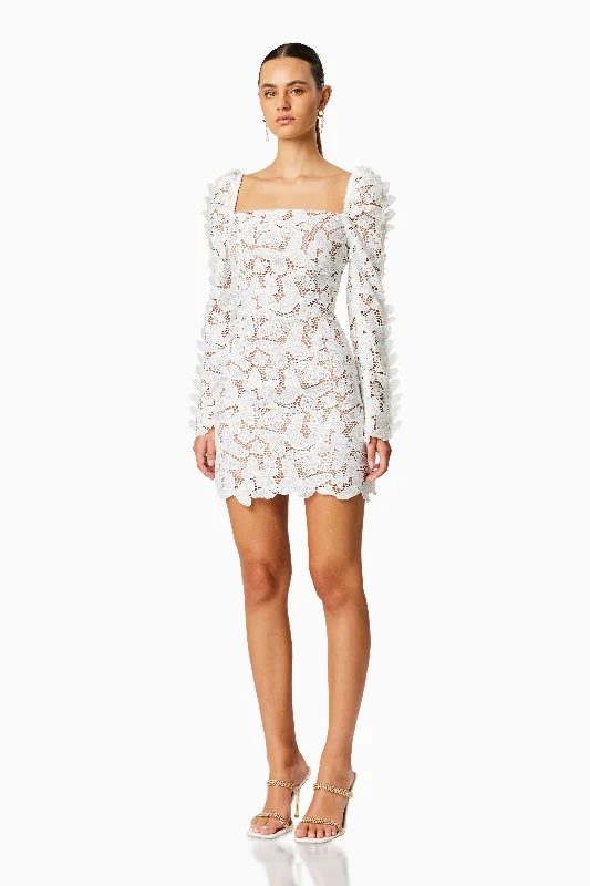 Verona Long Sleeve Mini Dress In White