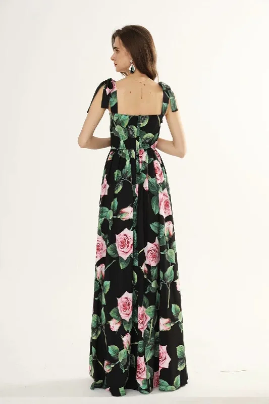 FashionSierra - Printed Ruched Ruffles Fashion Designer Party Long Maxi Dresses