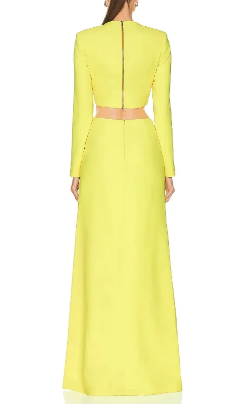 YELLOW BEADED STARFISH DIAMOND LONG SLEEVE HIGH WAISTED SPLIT DRESS